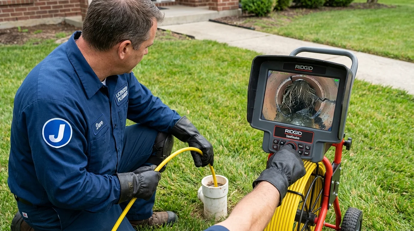 Sewer camera inspection being performed by Johns Plumbing LLC in Plankinton