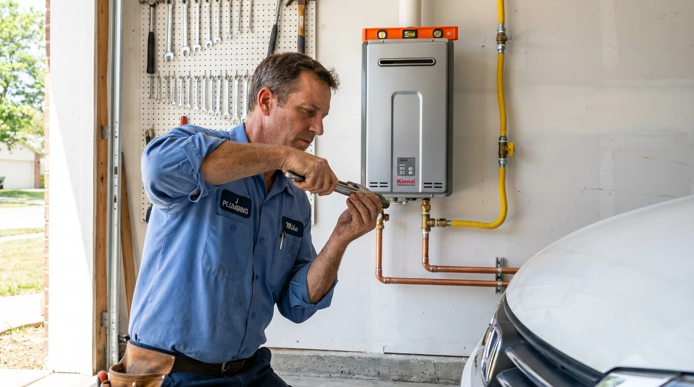 Tankless water heater installation by a Johns Plumbing LLC plumber in Plankinton